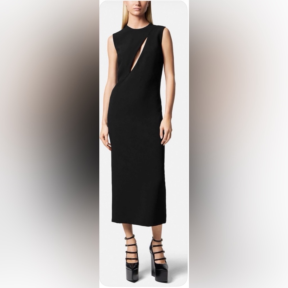 NWT VERSACE‎ Black Sleeveless Midi Dress W/ Cut-Outs - IT 36
